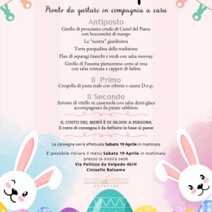Pasqua 2025: il nostro menù a domicilio